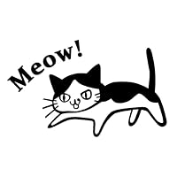 感謝価格(‗- ·̫ -‗^)ꪆ  ❤︎飛ぶ!!ハチワレ猫ちゃん Amazon.co.jp: ハチワレ ネコ Meow! ロゴ 文字 イラスト カッティング